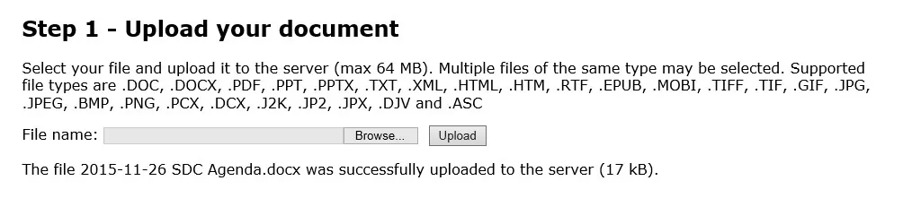 Screenshot of Step 1 in using SensusAccess