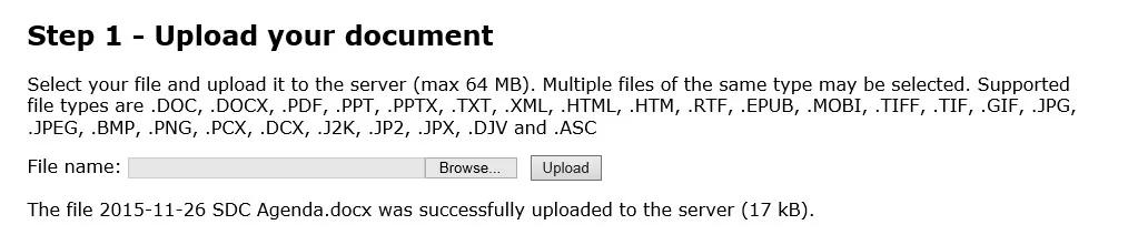 Screenshot of Step 1 in using SensusAccess